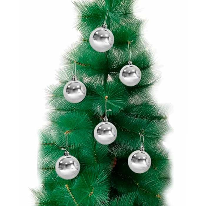 Ağaç SüsleriGümüş 8 cm YIlbaşı Top Süs