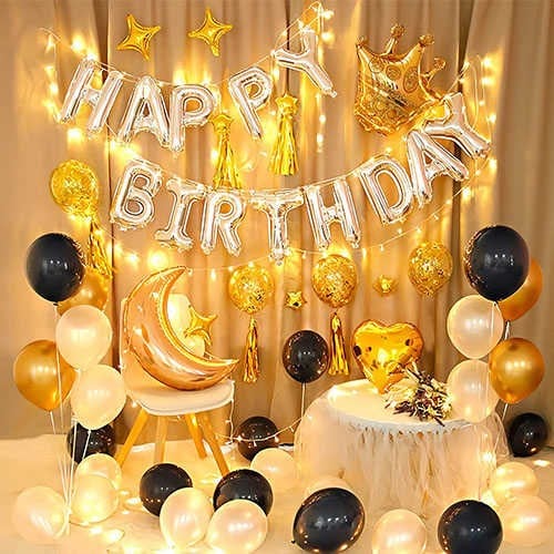 Gümüş Happy Birthday Folyo Balon Seti