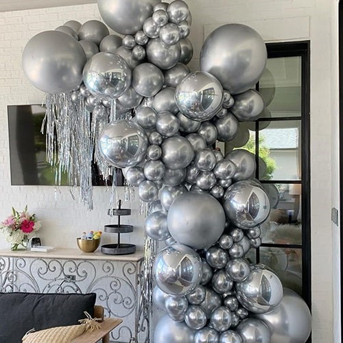 Gümüş Krom Balon 50 Adet 6 İnç 15 Cm