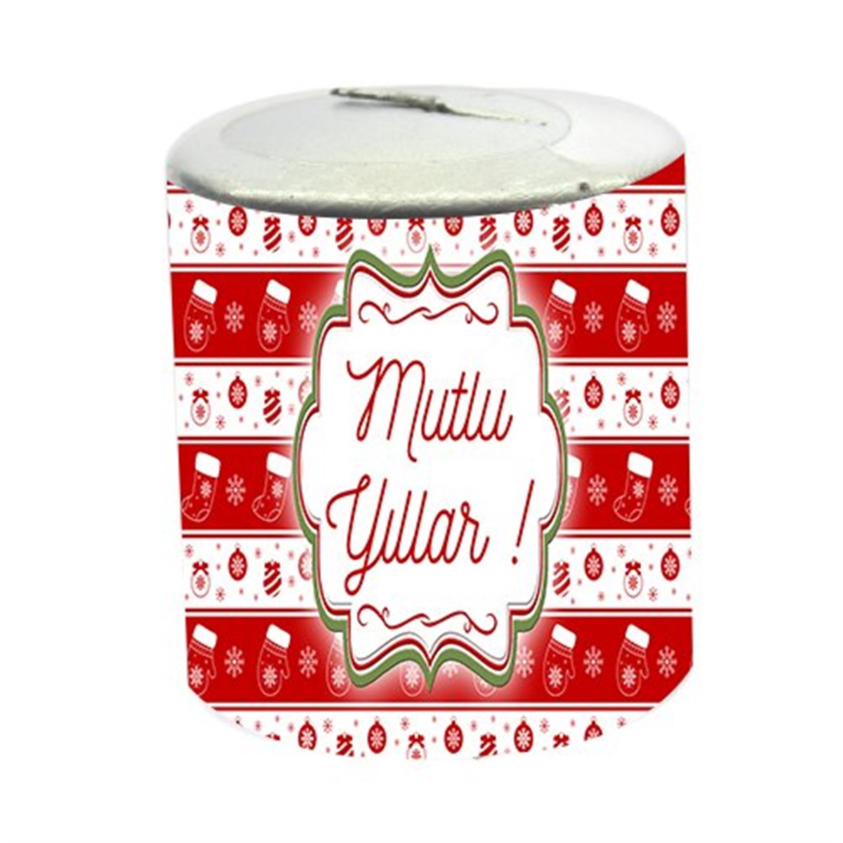 Gümüş Mutlu Yıllar Silindir Mum