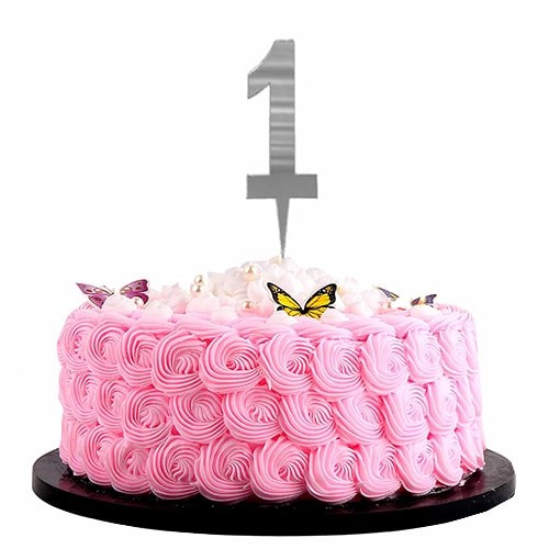 Gümüş Renkli 1 Rakam Pleksi Pasta Süsü