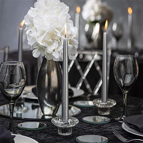 Gümüş Şamdan Mum 25 cm 2 Adet