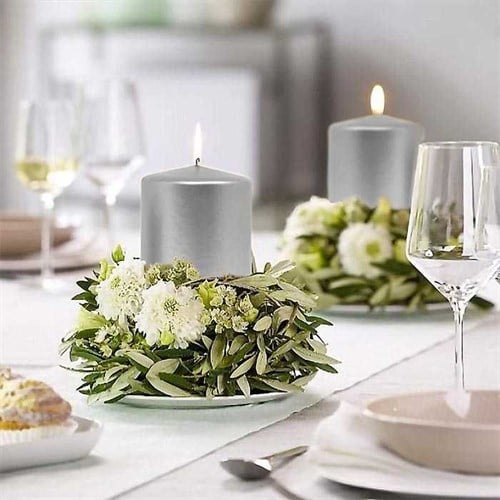 Gümüş Silindir Dekoratif Mum