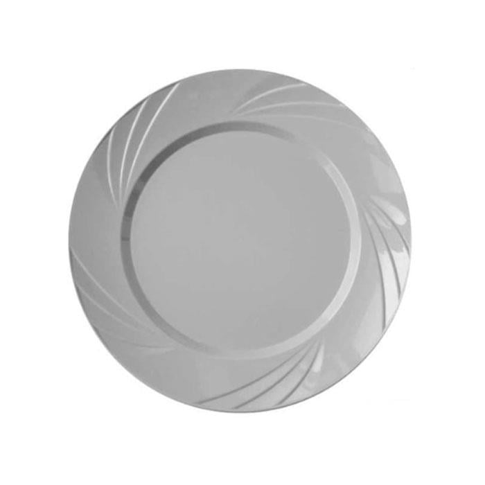 Lüks Plastik TabakGümüş Yuvarlak Mika Tabak 22 cm 6 Adet