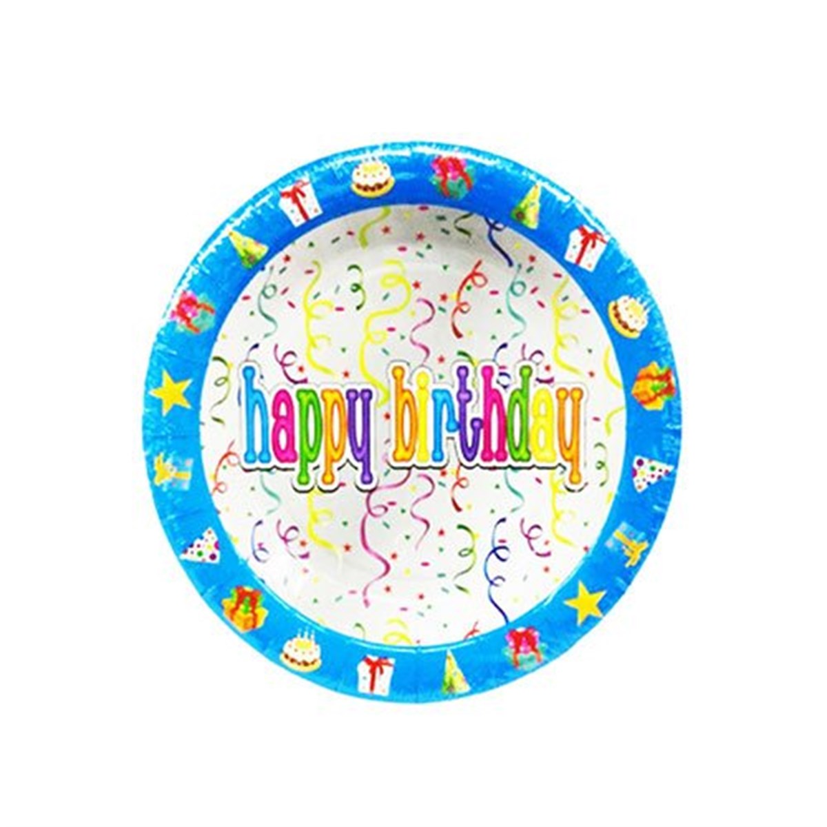 Happy Birthday Mavili Tabak 8 Adet 18 Cm