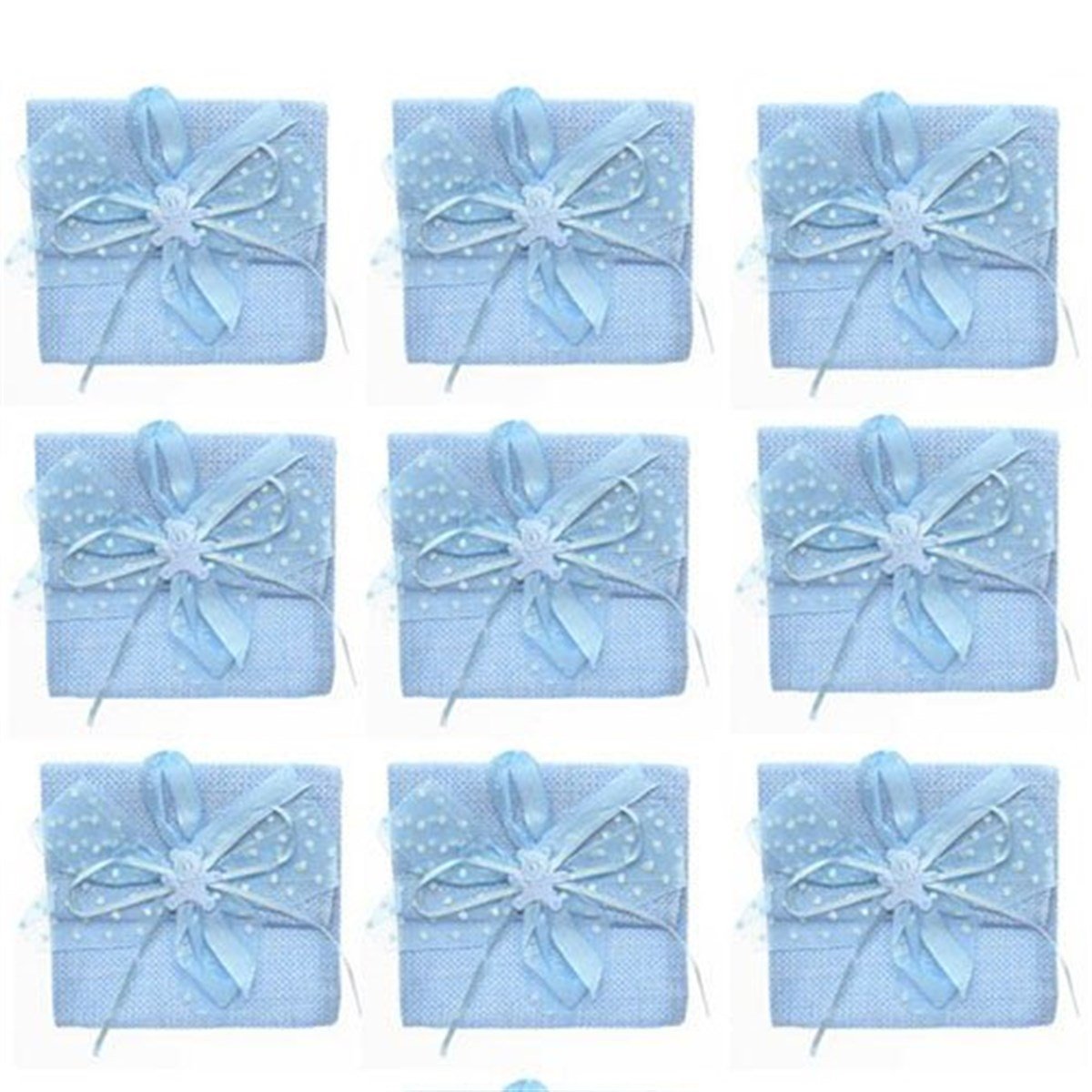 Hasır Fiyonklu It's A Boy Kese Mavi Renk 10 Adet