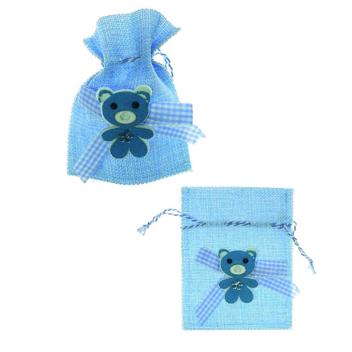 Hasır Kese Ayıcık Temalı Mavi Renk 12 Adet