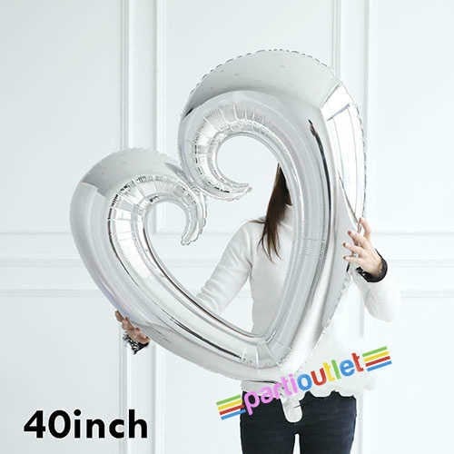 Kalp Balon Folyo İçi Boş Gümüş Renk
