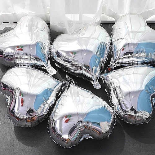 Kalp Folyo Balon 45 cm Gümüş
