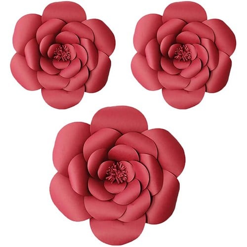 Karışık Renk 3 Boyutlu Dekoratif Kağıt Çiçek 22 Parça