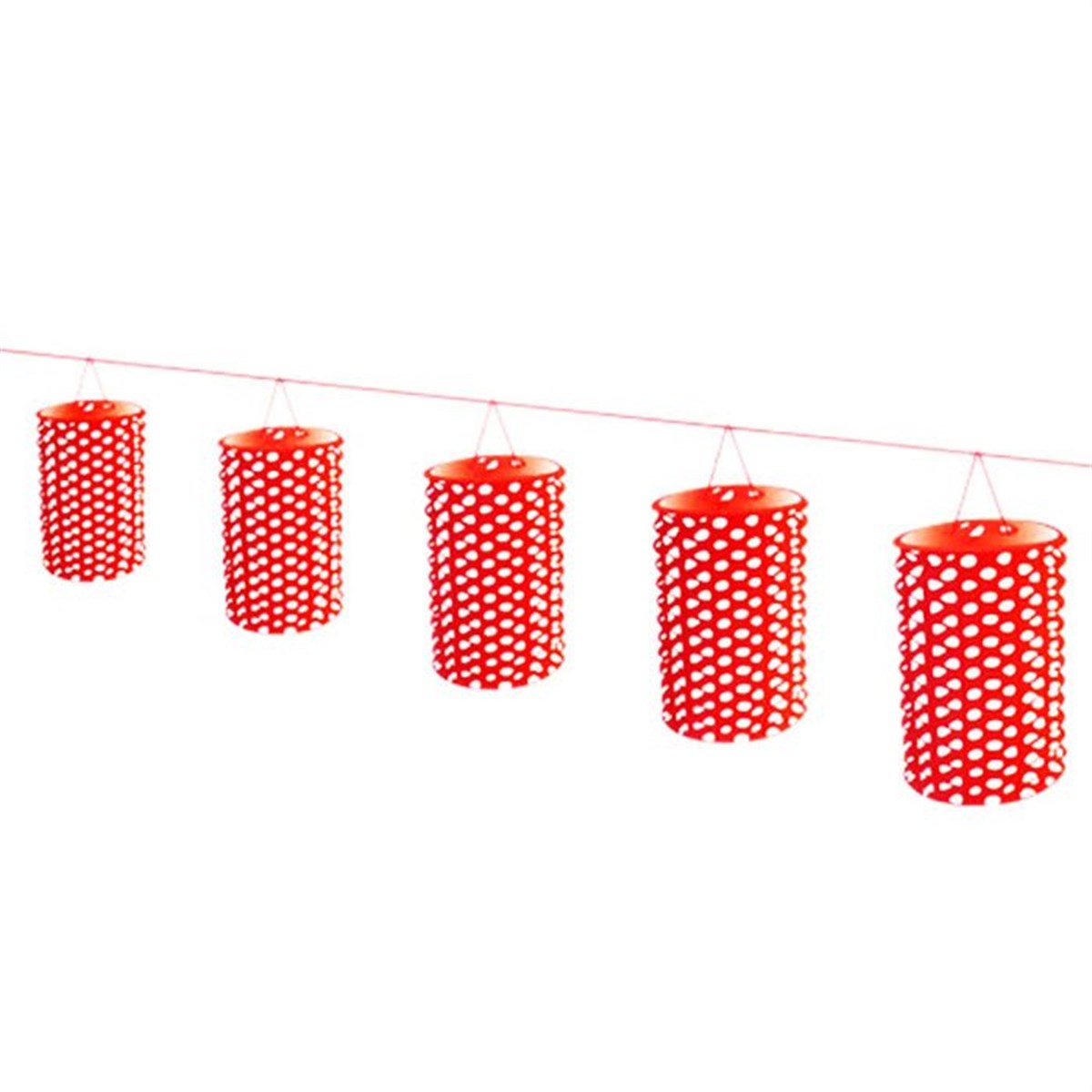 Kırmızı Puantiyeli Sıralı Fener 8 Adet