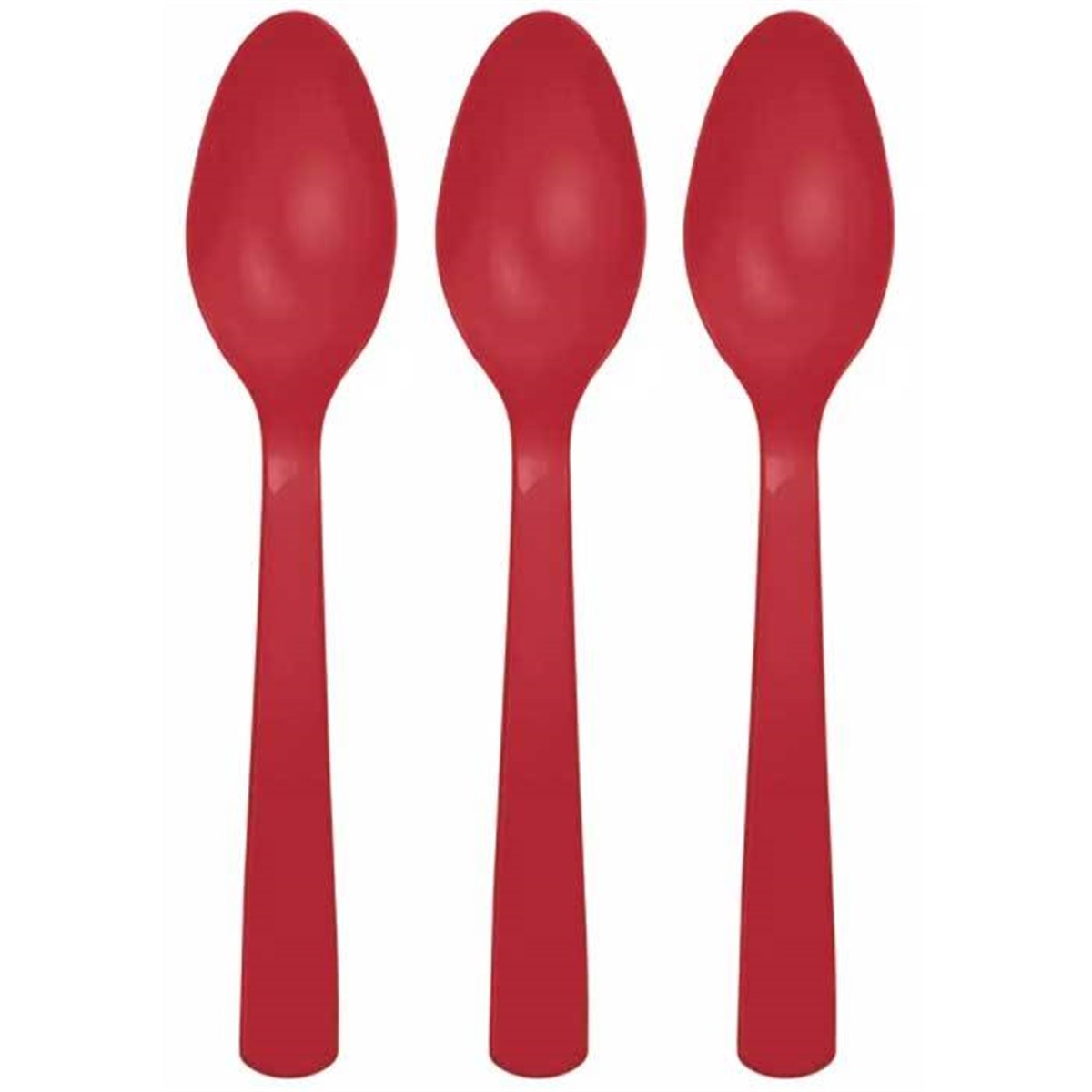 Kırmızı Renk Plastik Kaşık 25 Adet