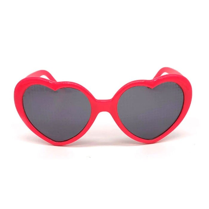 Kırmızı Renkli Kalp Parti Gözlük