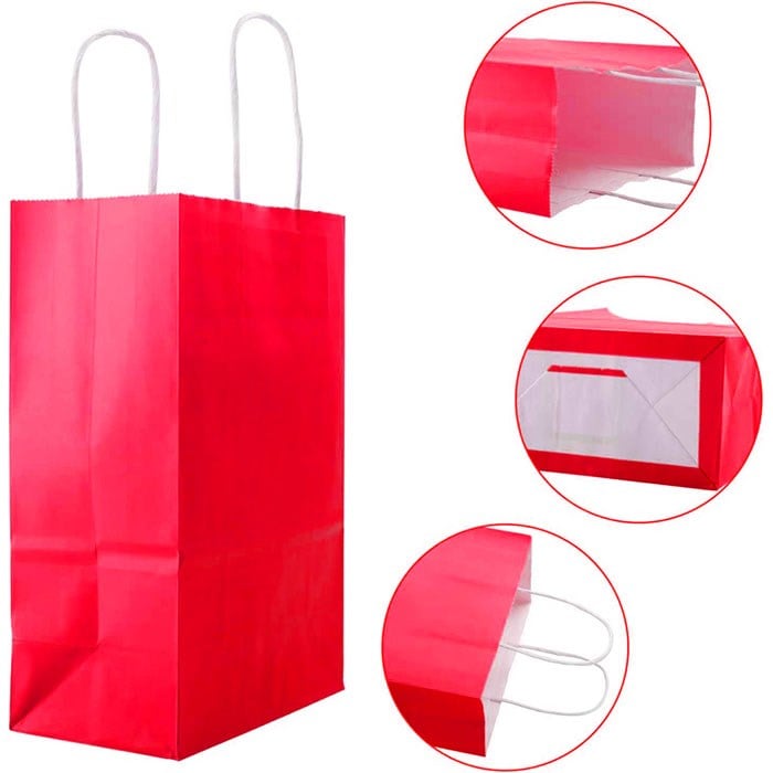 Kırmızı Renkli Kraft Çanta 31 x 41 Cm 25 Adet
