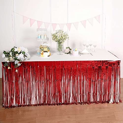 Kırmızı Saçaklı Masa Eteği