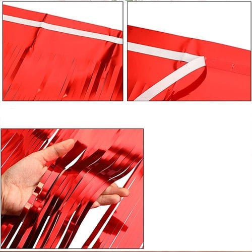 Kırmızı Saçaklı Masa Eteği