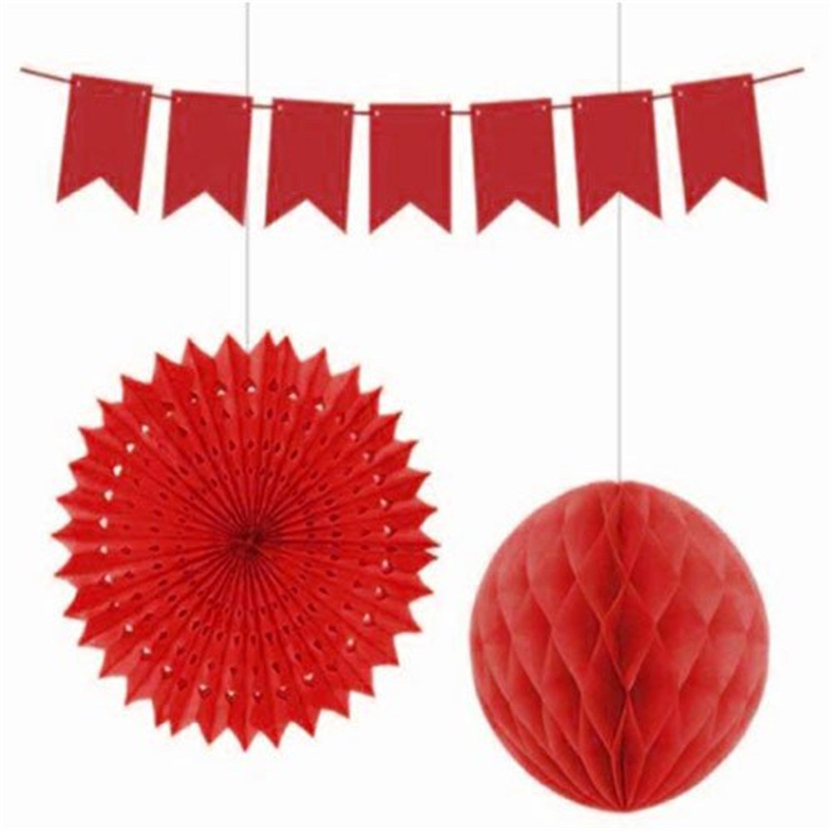 Kırmızı Yelpaze Süs Seti 3 Adet