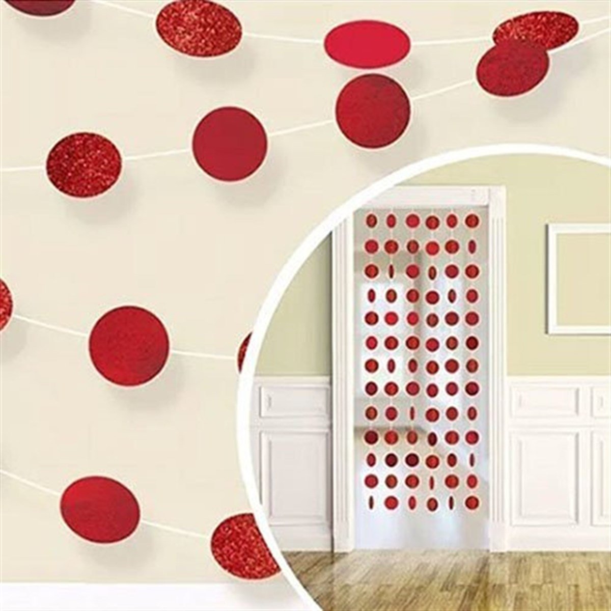 Kırmızı Yuvarlak Kapı Süsü 6 Adet