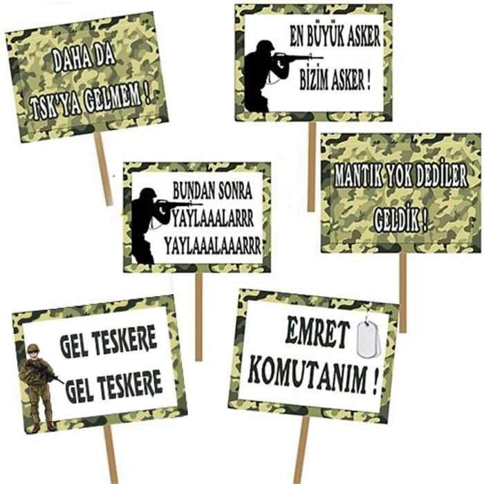 Kişiye Özel Asker Partisi Konuşma Balonları 6 Adet