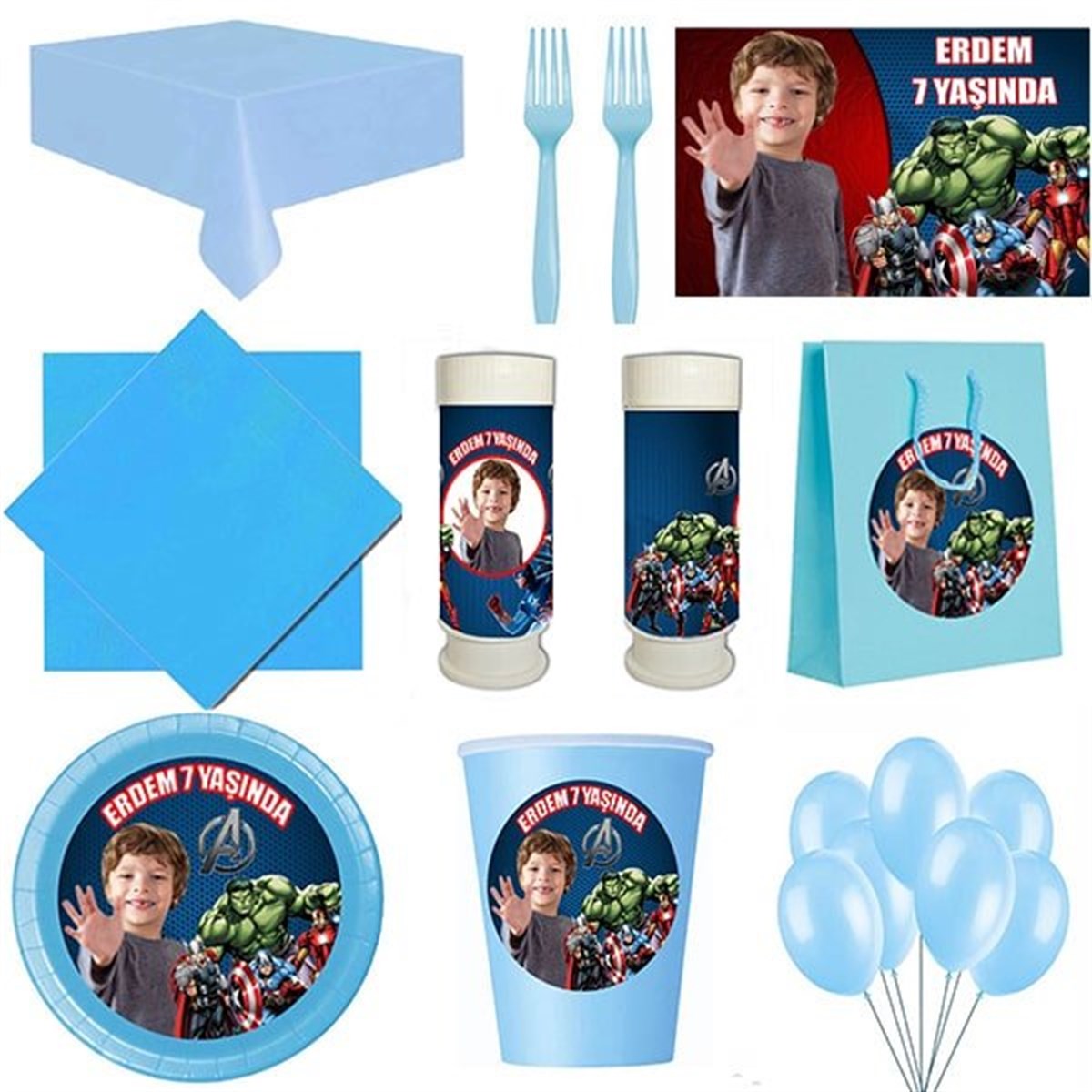 Kişiye Özel Avengers 8 Kişilik Parti Seti