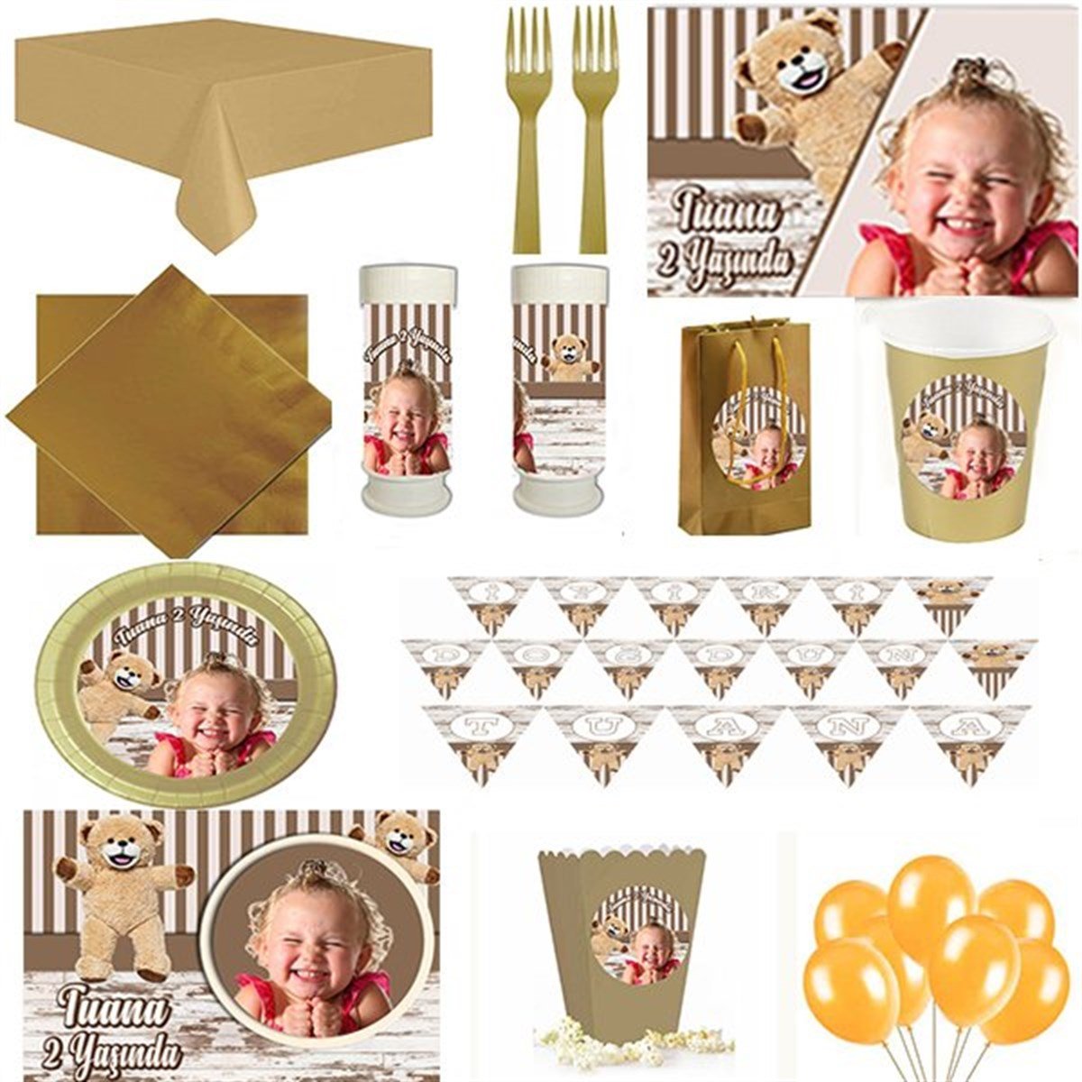 Kişiye Özel Ayıcık 24 Kişilik Parti Seti