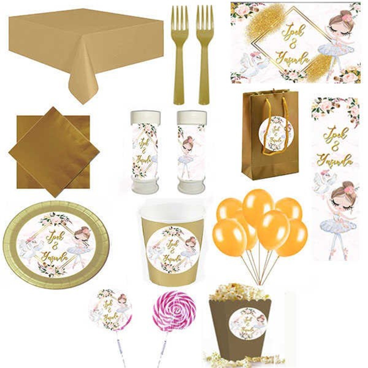 Kişiye Özel Balerin 16 Kişilik Parti Seti