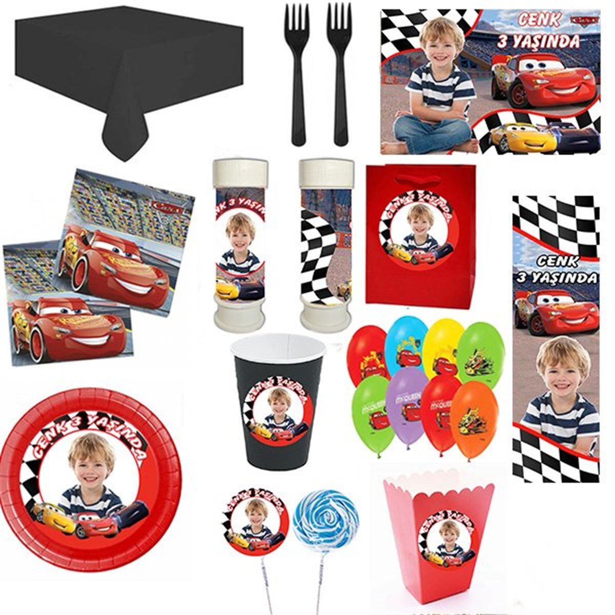 Kişiye Özel Cars 16 Kişilik Parti Seti