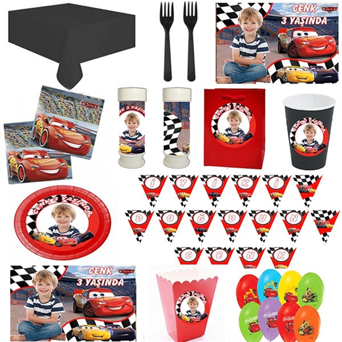 Kişiye Özel Cars 24 Kişilik Parti Seti