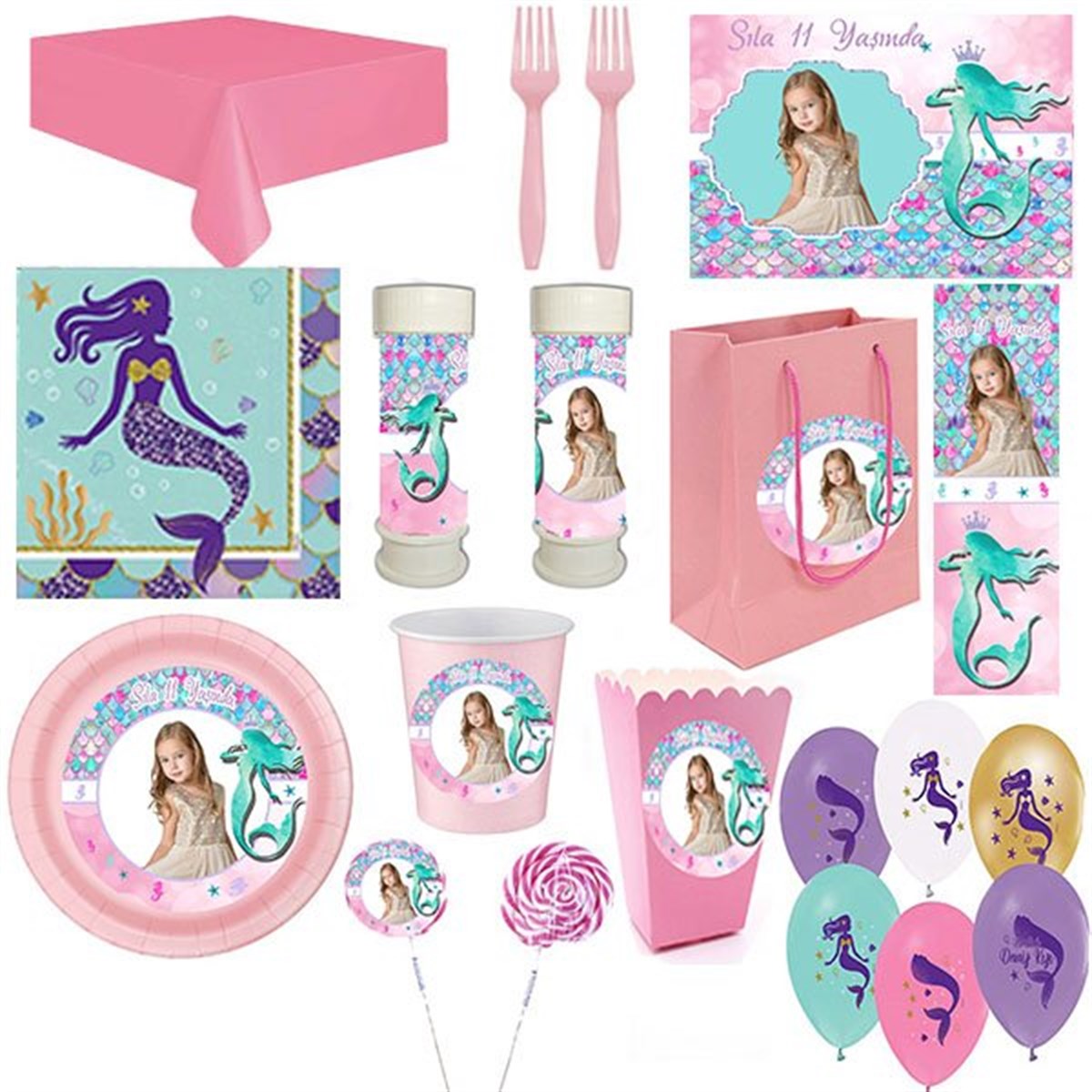 Kişiye Özel Deniz Kızı 16 Kişilik Parti Seti