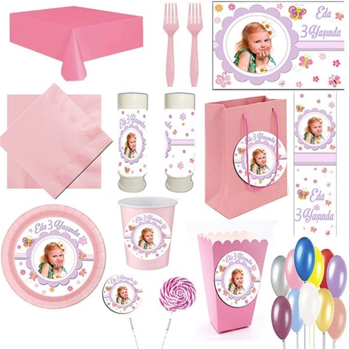 Kişiye Özel Kelebek 16 Kişilik Parti Seti