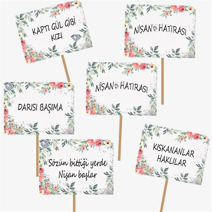 Kişiye Özel Nişan Konuşma Balonları 6 Adet