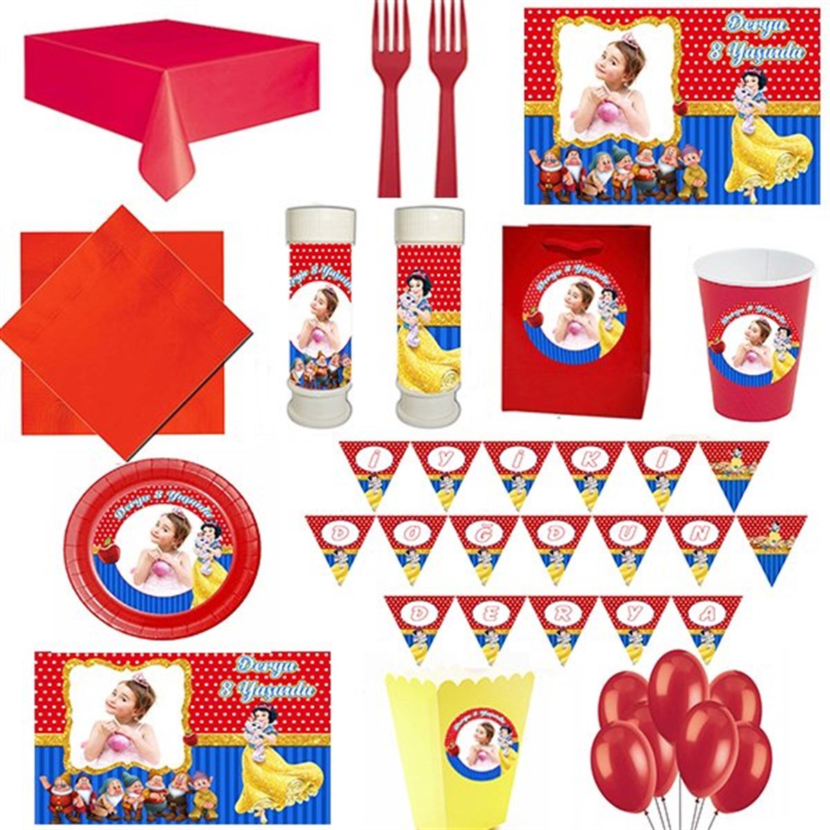 Kişiye Özel Pamuk Prenses 24 Kişilik Parti Seti