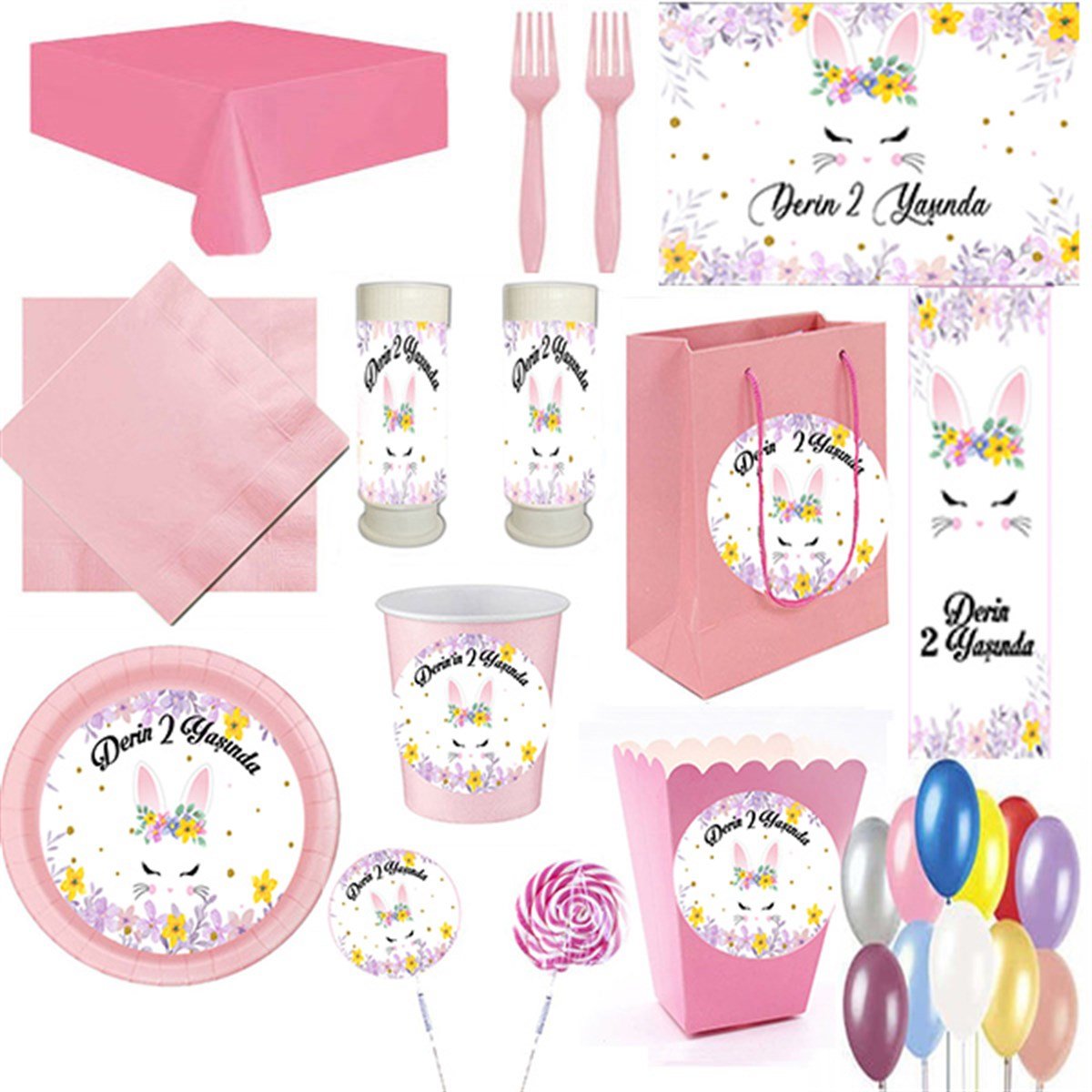 Kişiye Özel Tavşan 16 Kişilik Parti Seti