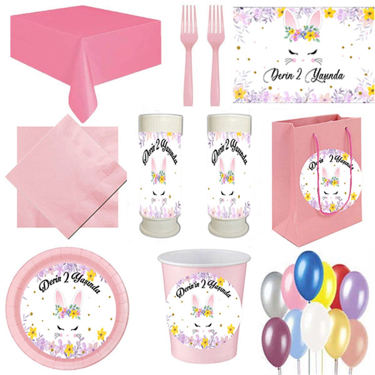 Kişiye Özel Tavşan 8 Kişilik Parti Seti