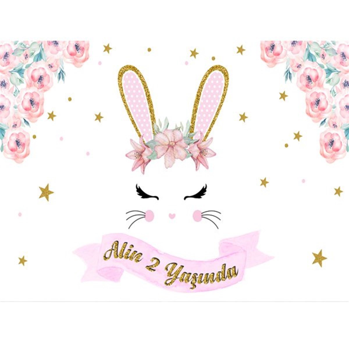 Kişiye Özel Tavşan Doğum Günü Afişi