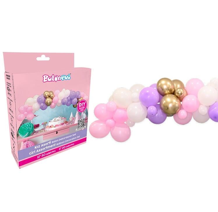 Zincir Balon SetleriKız Asorti Zincir Balon Seti