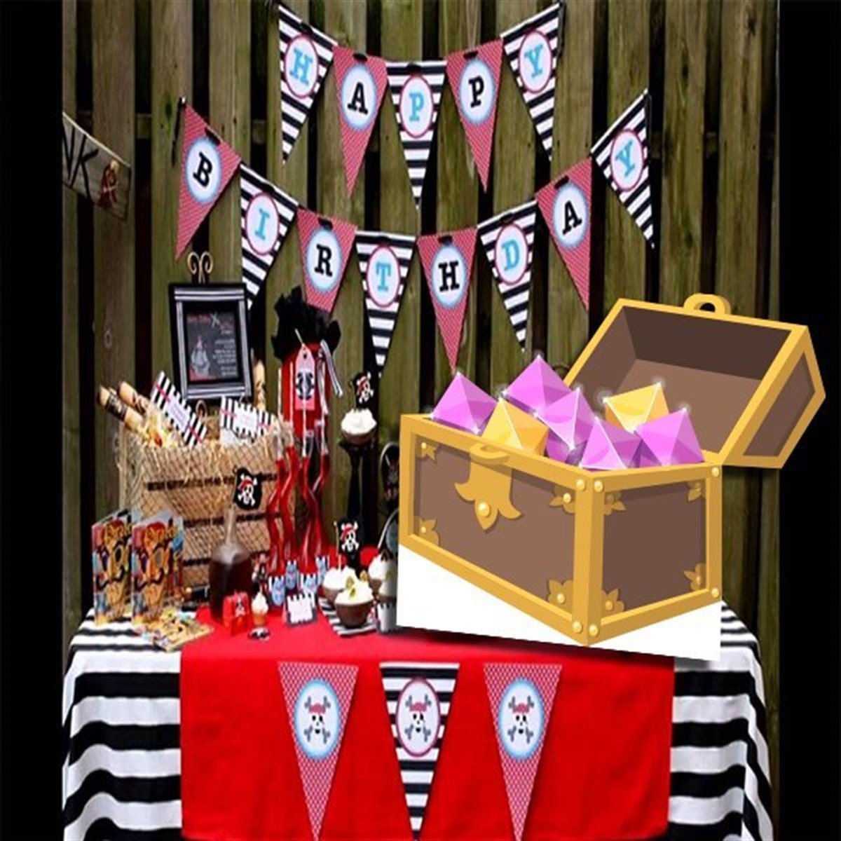 Korsan Altın Sandık Masa Üstü Ayaklı Pano