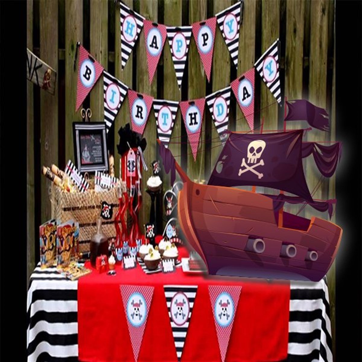 Korsan Gemi Masa Üstü Ayaklı Pano