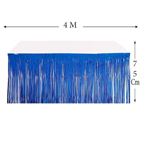 Lacivert Saçaklı Metalize Masa Eteği