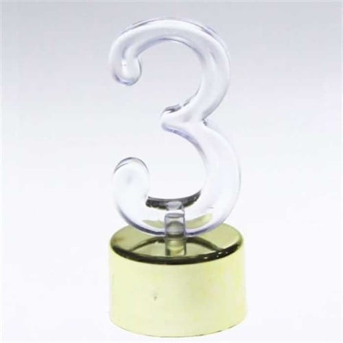 Led Işıklı 3 Rakam Mum Gold