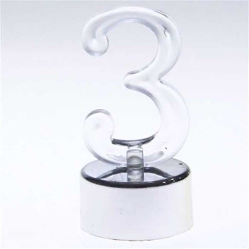 Led Işıklı 3 Rakam Mum Gümüş