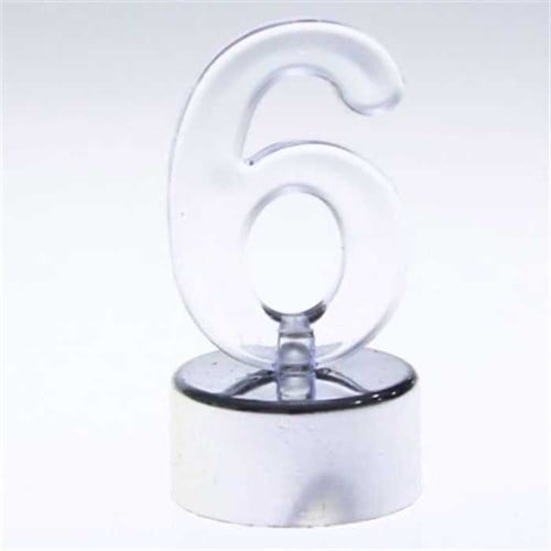 Led Işıklı 6 Rakam Mum Gümüş