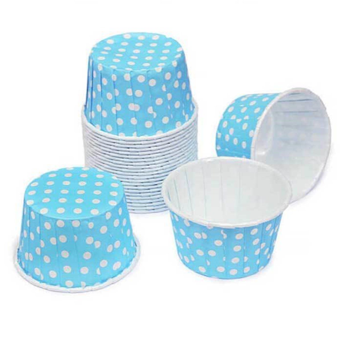 Mavi Puanlı Kek Kabı 50 Adet Büyük Boy