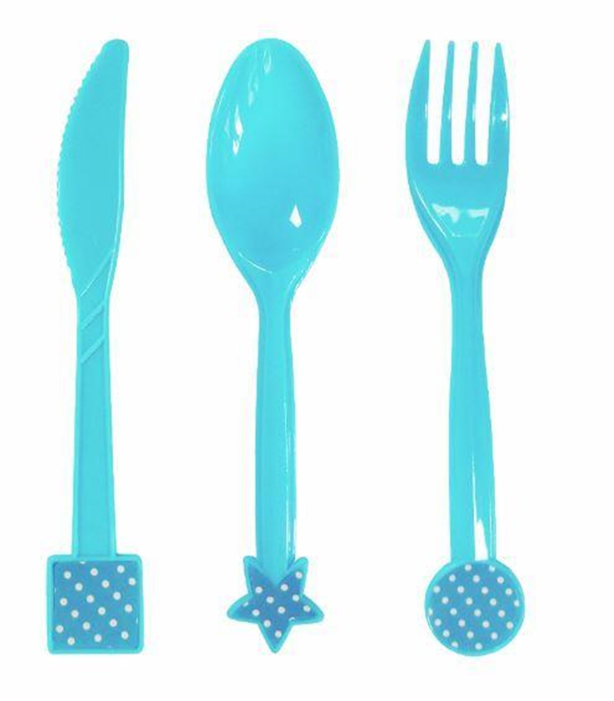 Mavi Puantiyeli  Çatal Kaşık Bıçak Seti 18 adet