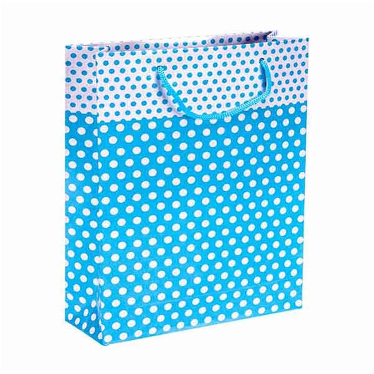 Mavi Puantiyeli Karton Çanta 25 Adet 11 x 17 Cm