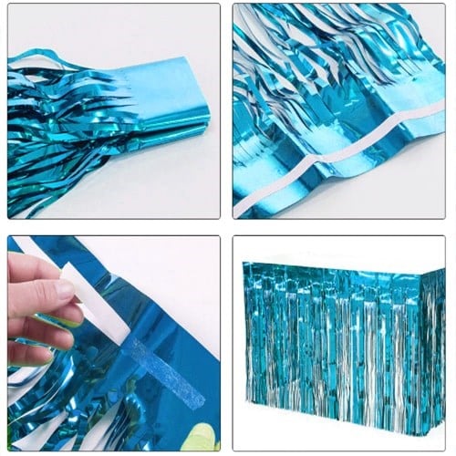 Mavi Saçaklı Masa Eteği