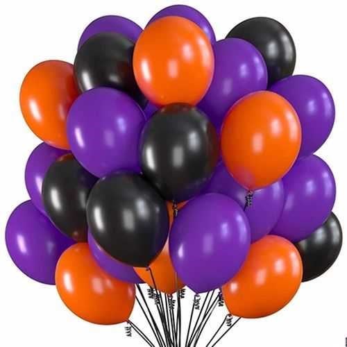 Mor Turuncu Siyah Balon 20 Adet
