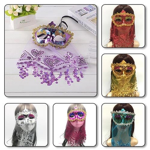 Parti Balo Maskesi Peçeli Sarı