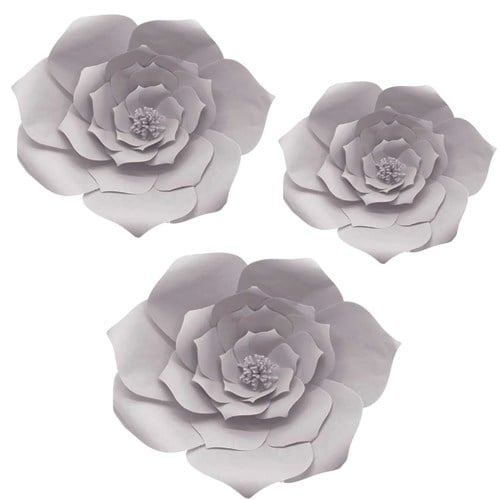 Parti Dekor Süs Gri Kağıt Çiçek 20 Cm