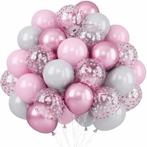 Pembe Gümüş Uçan Balon 20 Adet